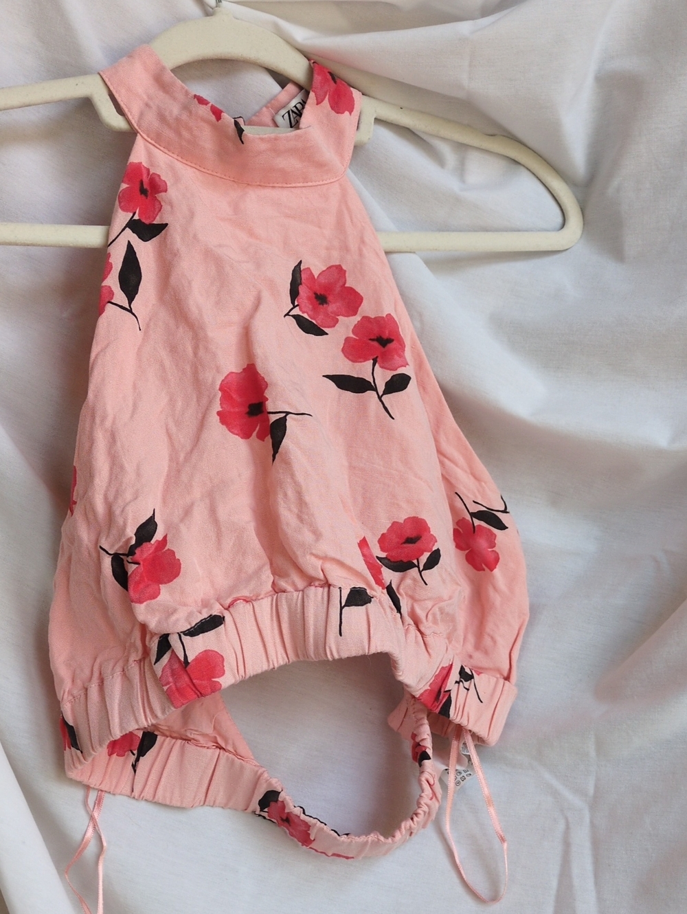 Pink Floral Halter Crop Top